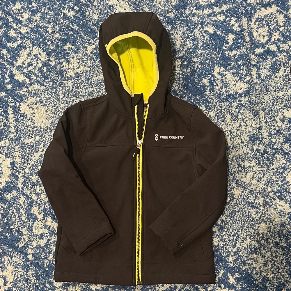 Free Country Dark Brown Jacket with Neon Yellow Accents
